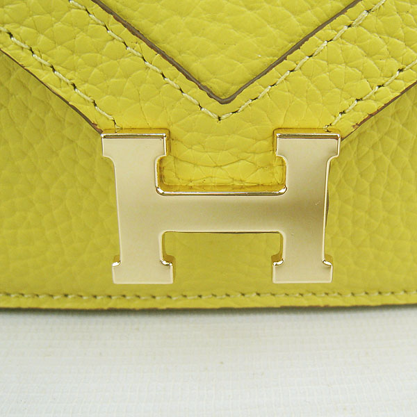 7A Hermes Togo Leather Messenger Bag Lemon With Gold Hardware H021 Replica - Click Image to Close